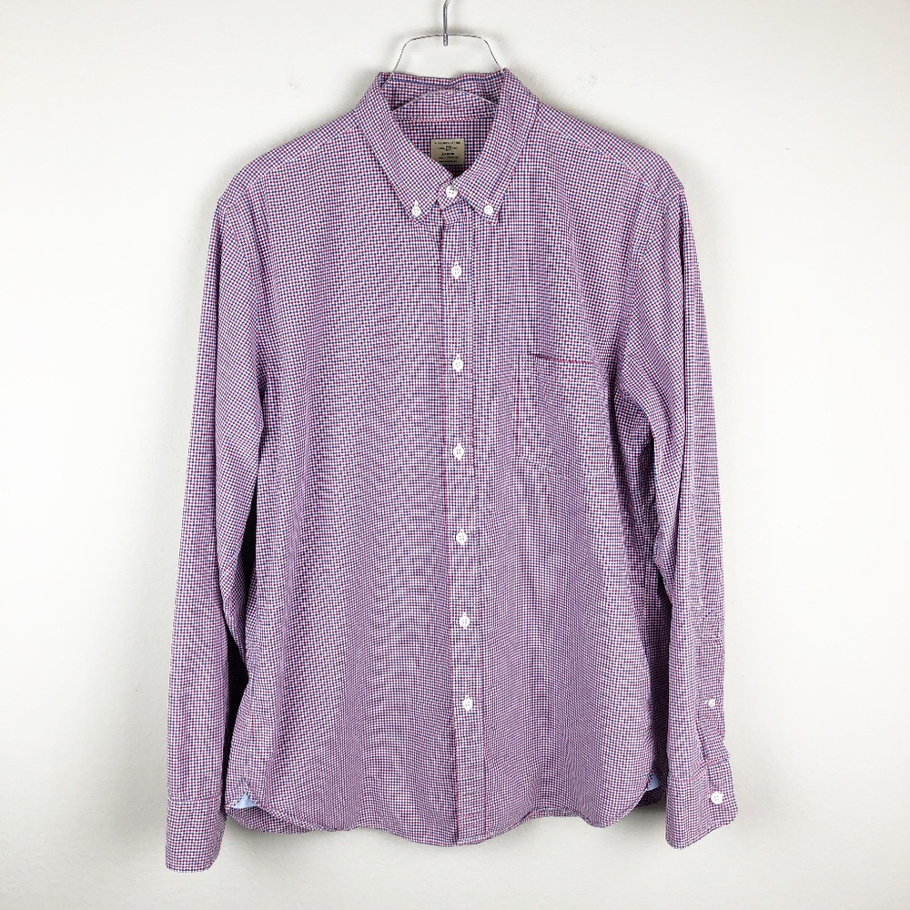 J. Crew 2-Ply Cotton Checkered Button Shirt (L)